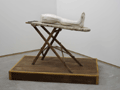 STUART BRISLEY, Louise Bourgeois' Leg, 2002, Performance Object <br />
Plaster, ironing board, wood