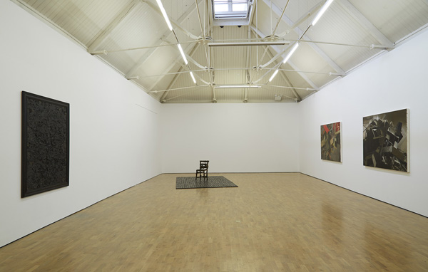 STUART BRISLEY, State of Denmark, The Missing Text paintings, Chair and Royal Ordure, installation view, Modern Art Oxford, 2014